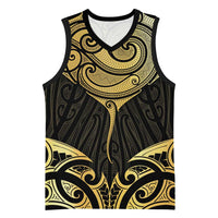 Gold Black New Zealand Manta Ray Basketball Jersey Aotearoa Maori Haehae - Polynesian Pride