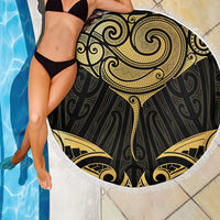 Gold Black New Zealand Manta Ray Beach Blanket Aotearoa Maori Haehae - Polynesian Pride