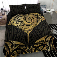 Gold Black New Zealand Manta Ray Bedding Set Aotearoa Maori Haehae - Polynesian Pride