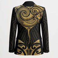 Gold Black New Zealand Manta Ray Blazer Aotearoa Maori Haehae - Polynesian Pride
