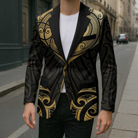 Gold Black New Zealand Manta Ray Blazer Aotearoa Maori Haehae - Polynesian Pride
