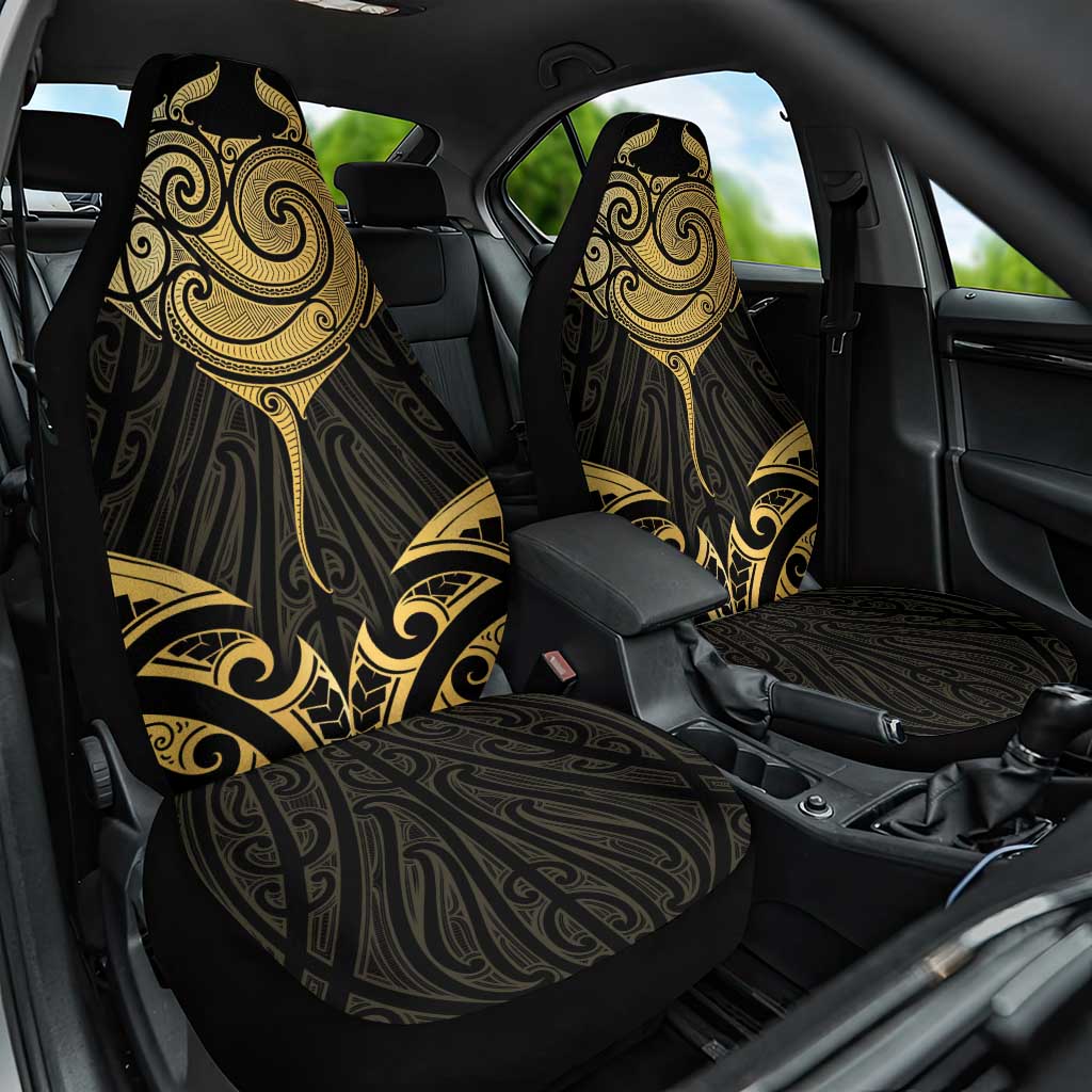 Gold Black New Zealand Manta Ray Car Seat Cover Aotearoa Maori Haehae - Polynesian Pride