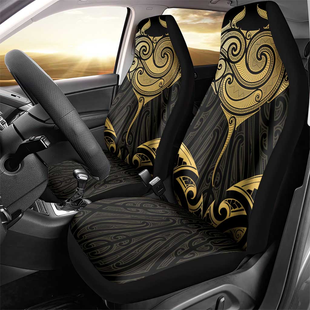 Gold Black New Zealand Manta Ray Car Seat Cover Aotearoa Maori Haehae - Polynesian Pride