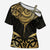 Gold Black New Zealand Manta Ray Cross Shoulder Shirt Aotearoa Maori Haehae - Polynesian Pride
