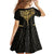 Gold Black New Zealand Manta Ray Family Matching Off Shoulder Short Dress and Hawaiian Shirt Aotearoa Maori Haehae - Polynesian Pride