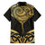 Gold Black New Zealand Manta Ray Family Matching Off Shoulder Short Dress and Hawaiian Shirt Aotearoa Maori Haehae - Polynesian Pride