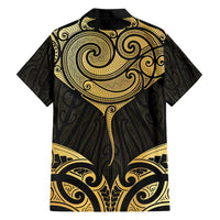 Gold Black New Zealand Manta Ray Family Matching Puletasi and Hawaiian Shirt Aotearoa Maori Haehae LT14 - Polynesian Pride