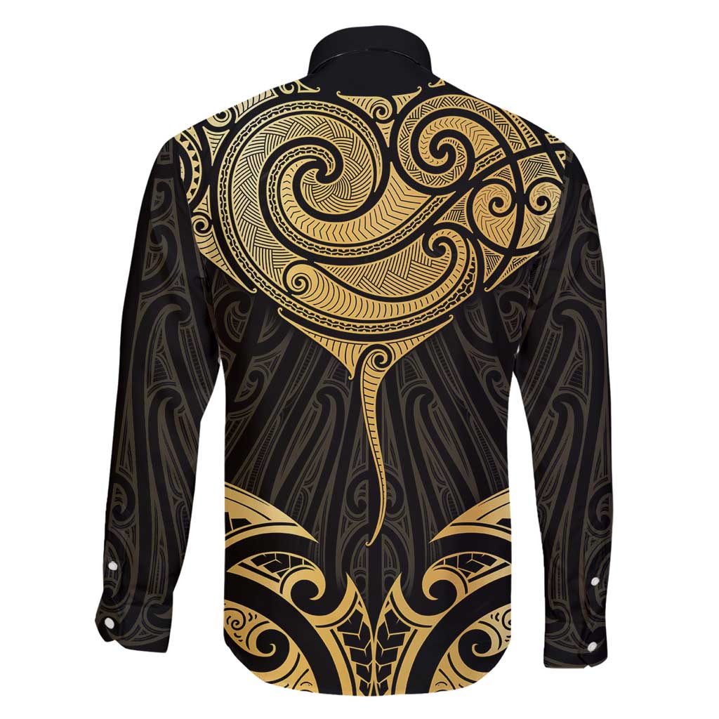 Gold Black New Zealand Manta Ray Family Matching Puletasi and Hawaiian Shirt Aotearoa Maori Haehae LT14 - Polynesian Pride