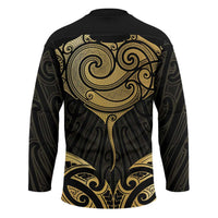 Gold Black New Zealand Manta Ray Hockey Jersey Aotearoa Maori Haehae - Polynesian Pride