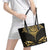 Gold Black New Zealand Manta Ray Leather Tote Bag Aotearoa Maori Haehae - Polynesian Pride