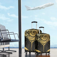 Gold Black New Zealand Manta Ray Luggage Cover Aotearoa Maori Haehae - Polynesian Pride