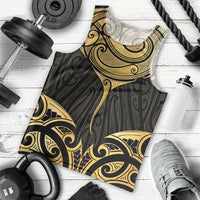 Gold Black New Zealand Manta Ray Men Tank Top Aotearoa Maori Haehae - Polynesian Pride