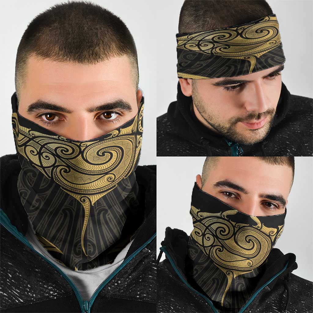 Gold Black New Zealand Manta Ray Neck Gaiter Aotearoa Maori Haehae LT14