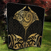 Gold Black New Zealand Manta Ray Quilt Aotearoa Maori Haehae - Polynesian Pride