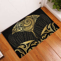 Gold Black New Zealand Manta Ray Rubber Doormat Aotearoa Maori Haehae - Polynesian Pride
