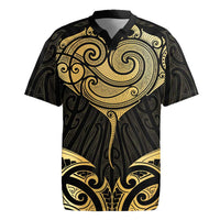 Gold Black New Zealand Manta Ray Rugby Jersey Aotearoa Maori Haehae - Polynesian Pride
