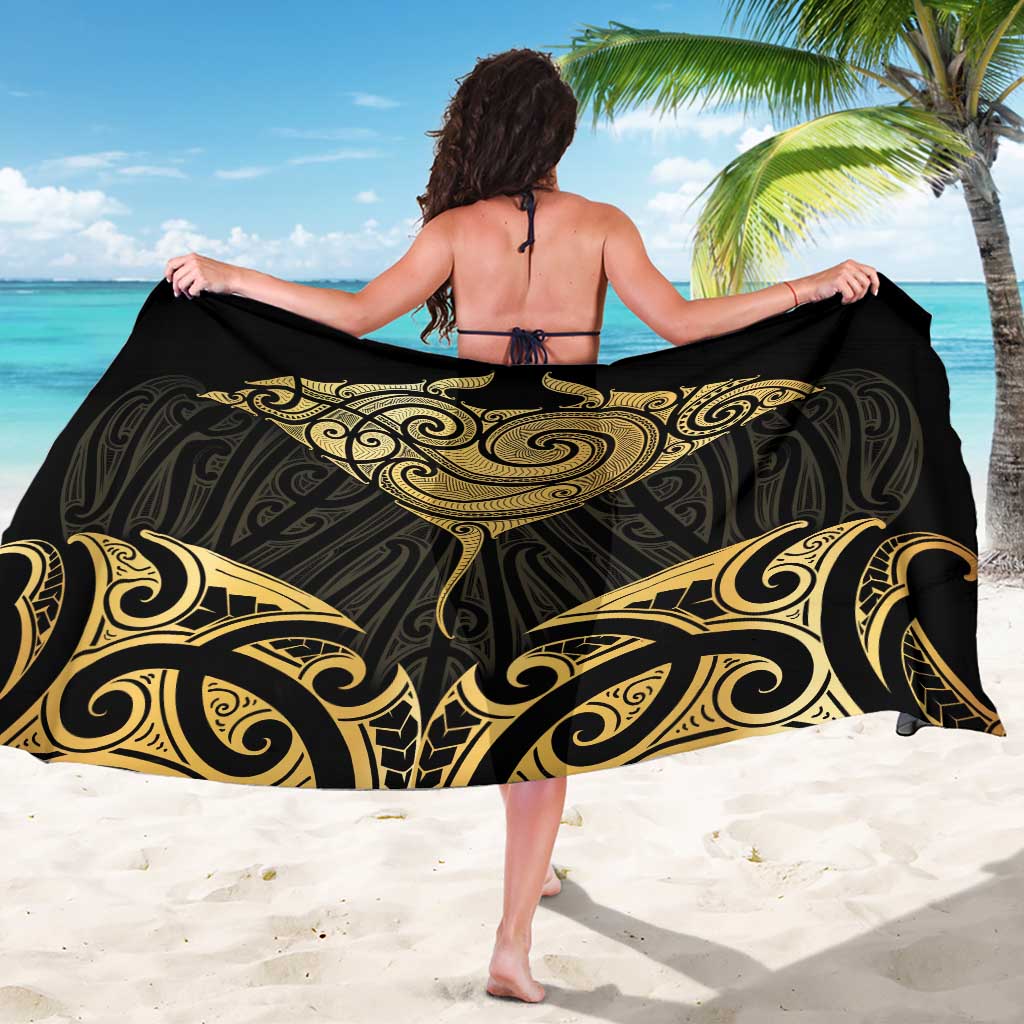 Gold Black New Zealand Manta Ray Sarong Aotearoa Maori Haehae - Polynesian Pride