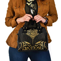 Gold Black New Zealand Manta Ray Shoulder Handbag Aotearoa Maori Haehae - Polynesian Pride