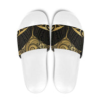 Gold Black New Zealand Manta Ray Slide Sandals Aotearoa Maori Haehae - Polynesian Pride