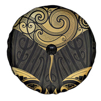 Gold Black New Zealand Manta Ray Spare Tire Cover Aotearoa Maori Haehae - Polynesian Pride
