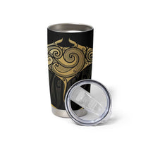 Gold Black New Zealand Manta Ray Tumbler Cup Aotearoa Maori Haehae - Polynesian Pride