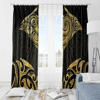 Gold Black New Zealand Manta Ray Window Curtain Aotearoa Maori Haehae - Polynesian Pride