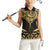 Gold Black New Zealand Manta Ray Women Sleeveless Polo Shirt Aotearoa Maori Haehae - Polynesian Pride