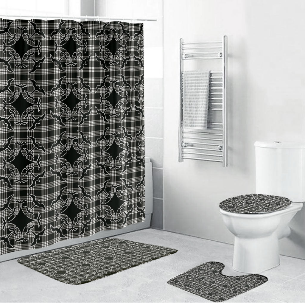 Eleele Hawaii Iwa Bird Palaka Motifs Bathroom Set LT14 Bathroom Set (4 pcs) Black - Polynesian Pride