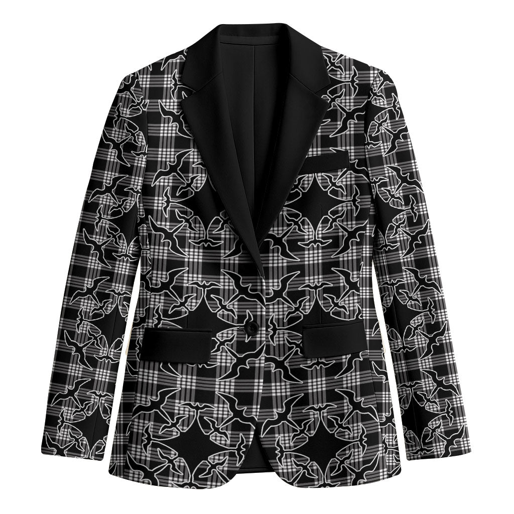 Eleele Hawaii Iwa Bird Palaka Motifs Blazer LT14 Unisex Black - Polynesian Pride
