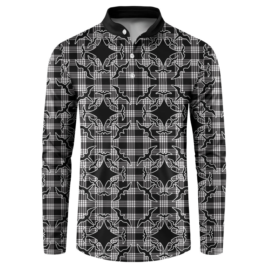Eleele Hawaii Iwa Bird Palaka Motifs Button Sweatshirt LT14 Black - Polynesian Pride
