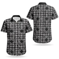Eleele Hawaii Iwa Bird Palaka Motifs Couples Matching Off Shoulder Short Dress and Hawaiian Shirt LT14 - Polynesian Pride