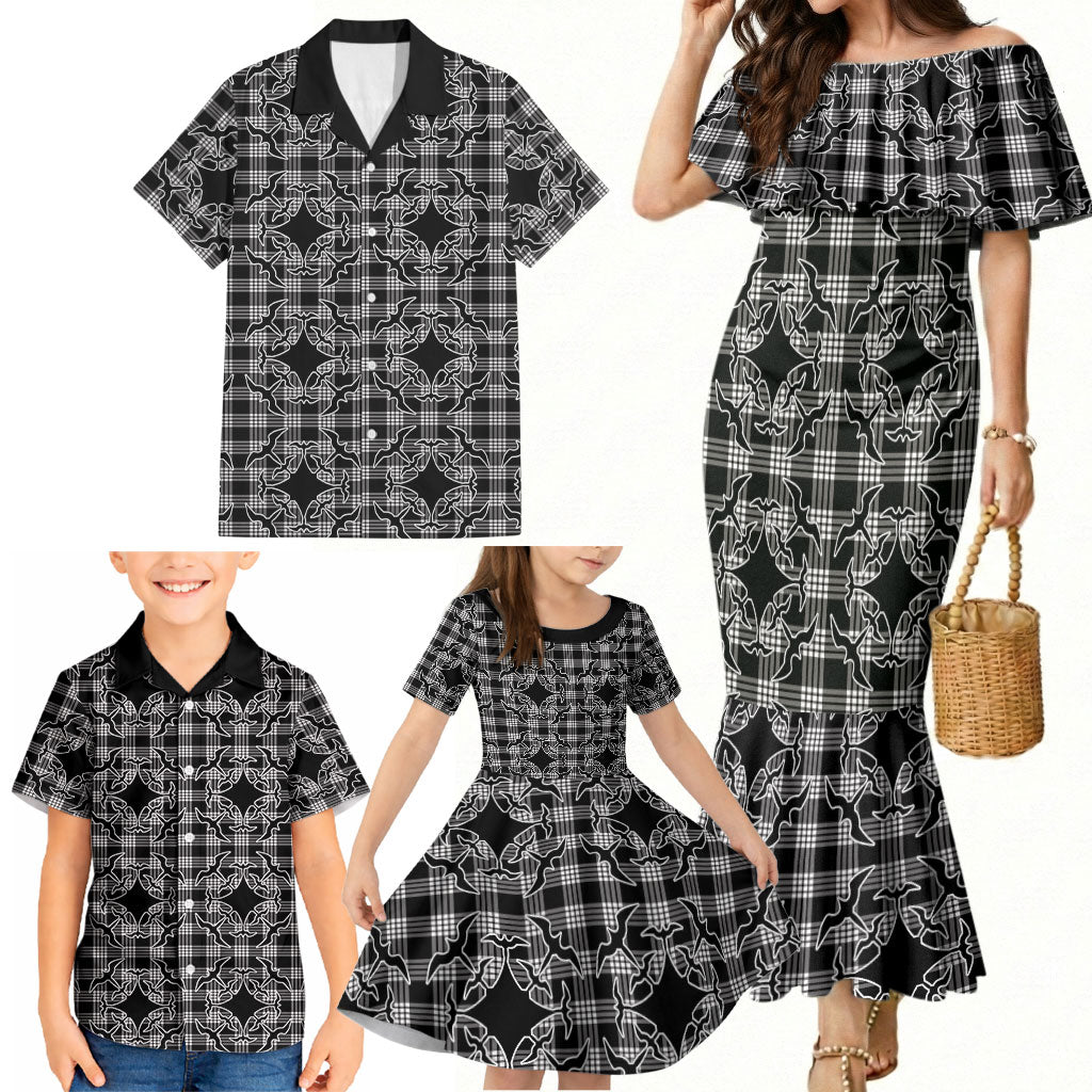 Eleele Hawaii Iwa Bird Palaka Motifs Family Matching Mermaid Dress and Hawaiian Shirt LT14 - Polynesian Pride