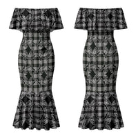 Eleele Hawaii Iwa Bird Palaka Motifs Family Matching Mermaid Dress and Hawaiian Shirt LT14 Mom's Dress Black - Polynesian Pride