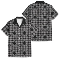 Eleele Hawaii Iwa Bird Palaka Motifs Family Matching Off The Shoulder Long Sleeve Dress and Hawaiian Shirt LT14 Dad's Shirt - Short Sleeve Black - Polynesian Pride