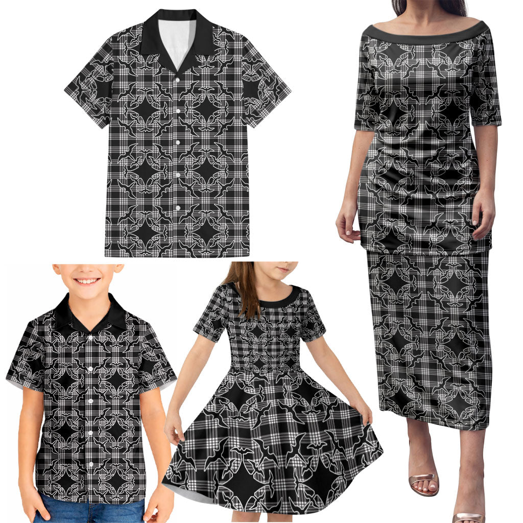 Eleele Hawaii Iwa Bird Palaka Motifs Family Matching Puletasi and Hawaiian Shirt LT14 - Polynesian Pride