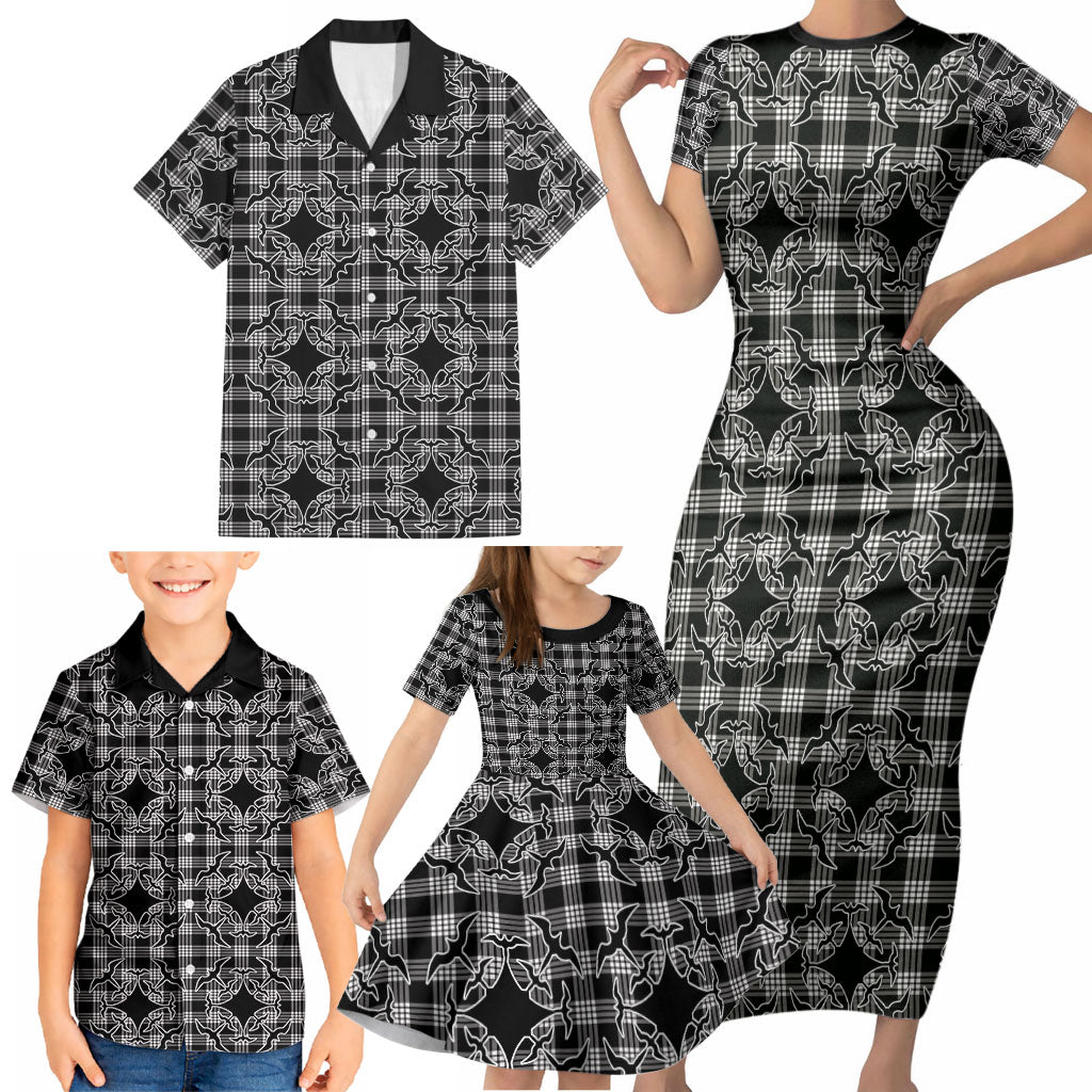 Eleele Hawaii Iwa Bird Palaka Motifs Family Matching Short Sleeve Bodycon Dress and Hawaiian Shirt LT14 - Polynesian Pride
