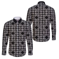 Eleele Hawaii Iwa Bird Palaka Motifs Family Matching Short Sleeve Bodycon Dress and Hawaiian Shirt LT14 Dad's Shirt - Long Sleeve Black - Polynesian Pride