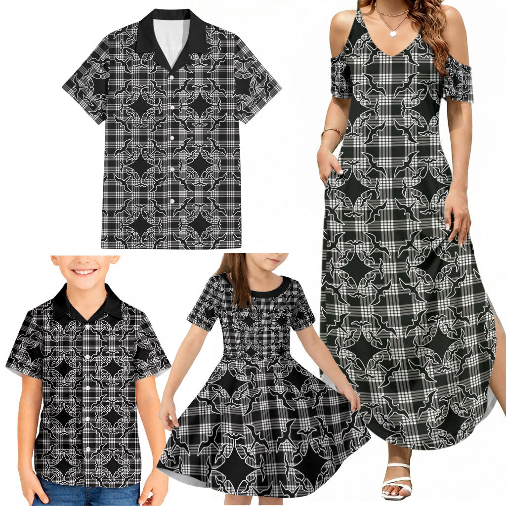 Eleele Hawaii Iwa Bird Palaka Motifs Family Matching Summer Maxi Dress and Hawaiian Shirt LT14 - Polynesian Pride