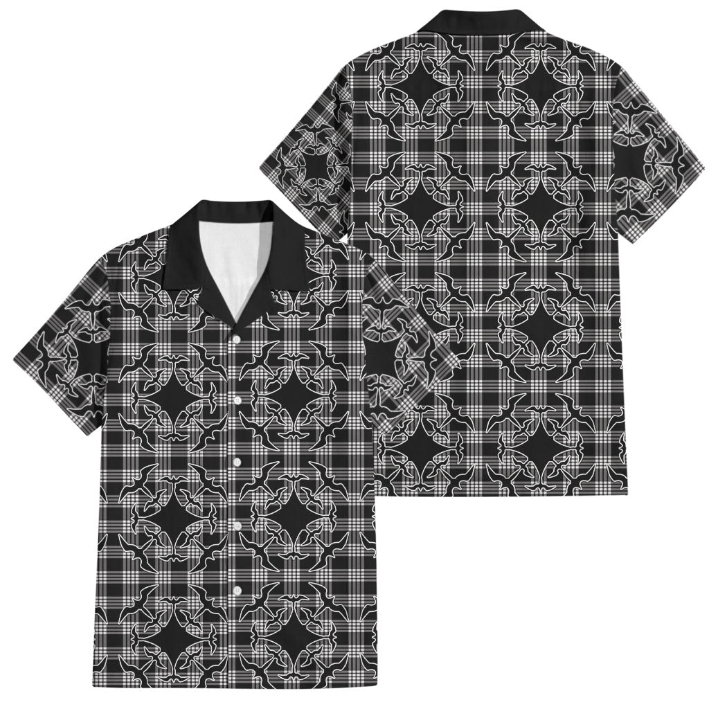 Eleele Hawaii Iwa Bird Palaka Motifs Family Matching Summer Maxi Dress and Hawaiian Shirt LT14 Dad's Shirt - Short Sleeve Black - Polynesian Pride