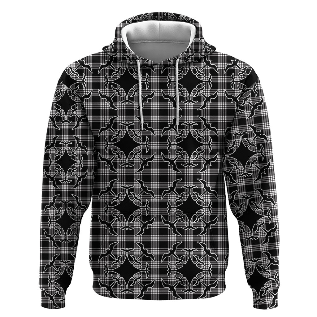 Eleele Hawaii Iwa Bird Palaka Motifs Hoodie LT14 Pullover Hoodie Black - Polynesian Pride