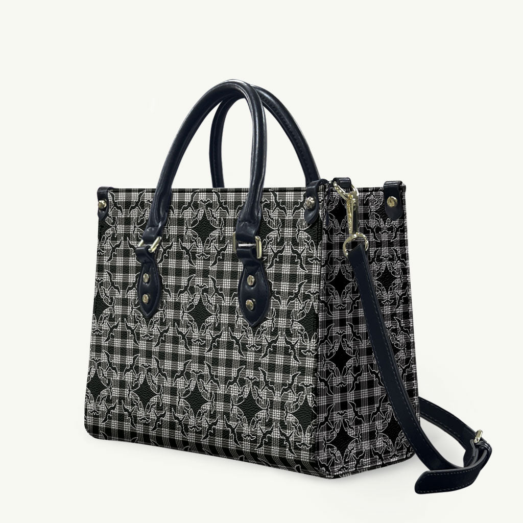 Eleele Hawaii Iwa Bird Palaka Motifs Leather Bag