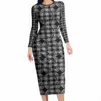 Eleele Hawaii Iwa Bird Palaka Motifs Long Sleeve Bodycon Dress