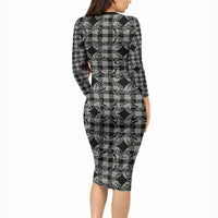 Eleele Hawaii Iwa Bird Palaka Motifs Long Sleeve Bodycon Dress