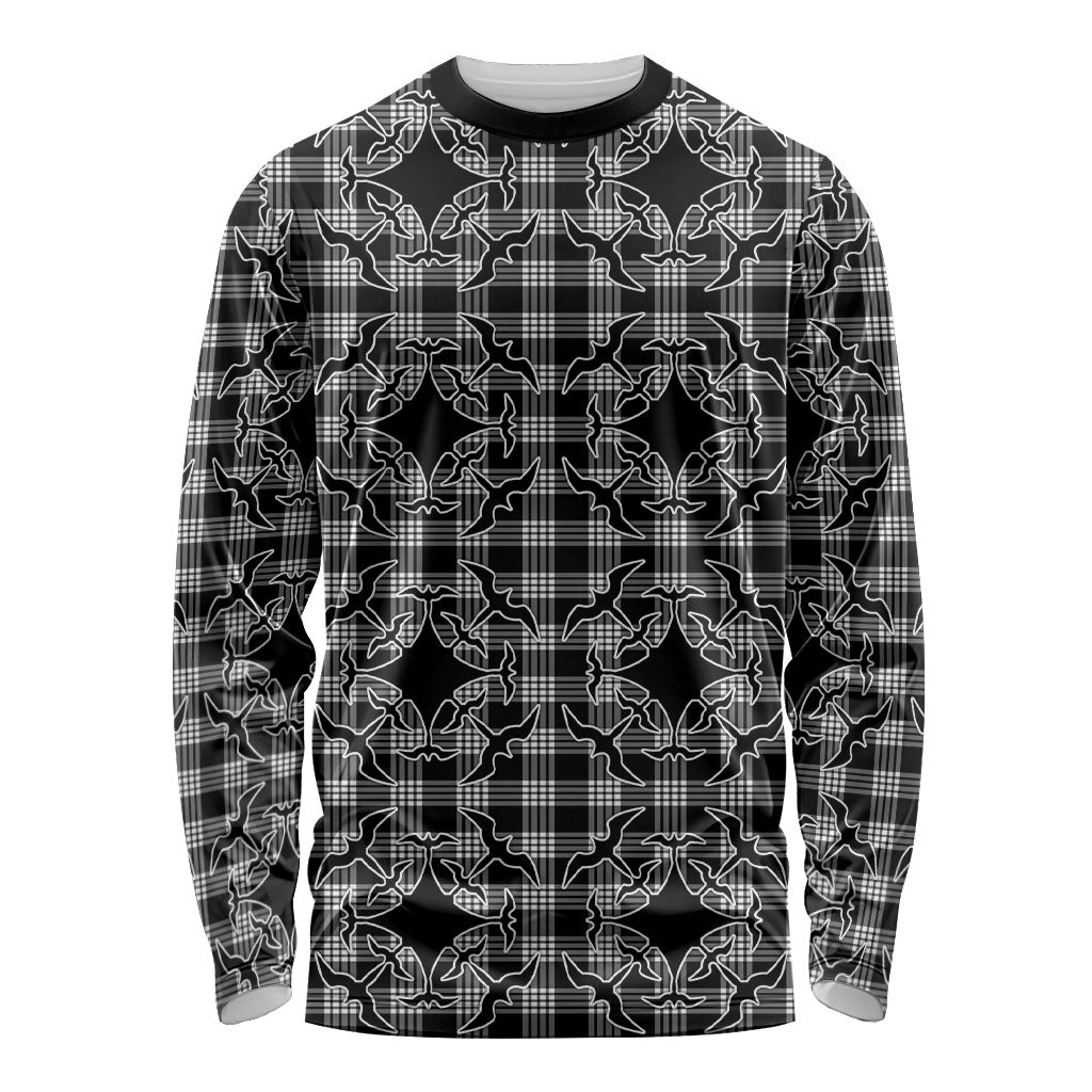 Eleele Hawaii Iwa Bird Palaka Motifs Long Sleeve Shirt LT14 Unisex Black - Polynesian Pride