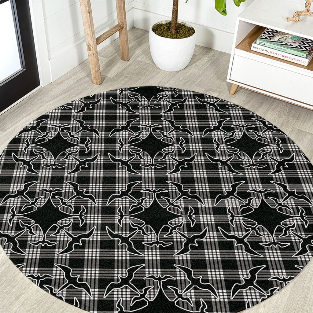 Eleele Hawaii Iwa Bird Palaka Motifs Round Carpet LT14 Black - Polynesian Pride
