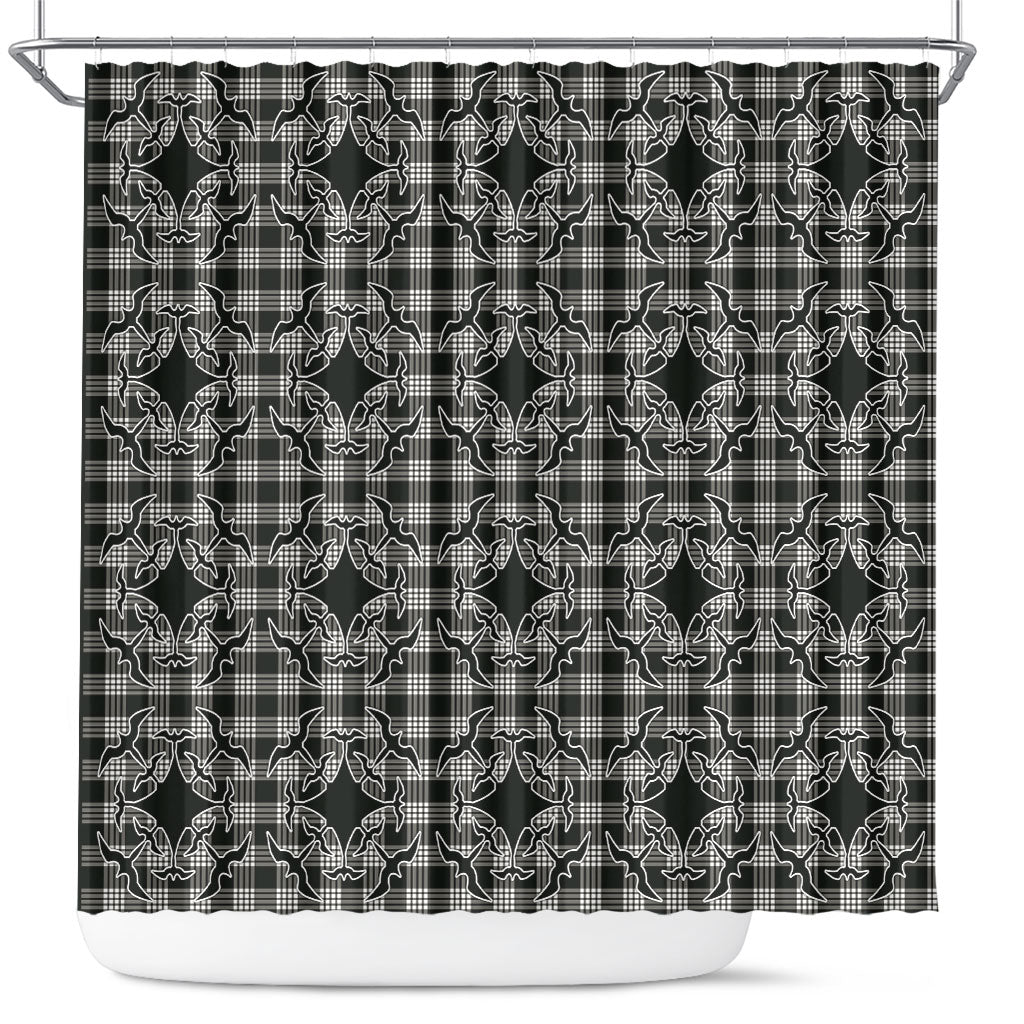 Eleele Hawaii Iwa Bird Palaka Motifs Shower Curtain LT14 Black - Polynesian Pride