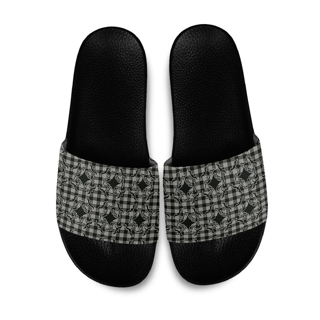 Eleele Hawaii Iwa Bird Palaka Motifs Slide Sandals LT14 Black - Polynesian Pride