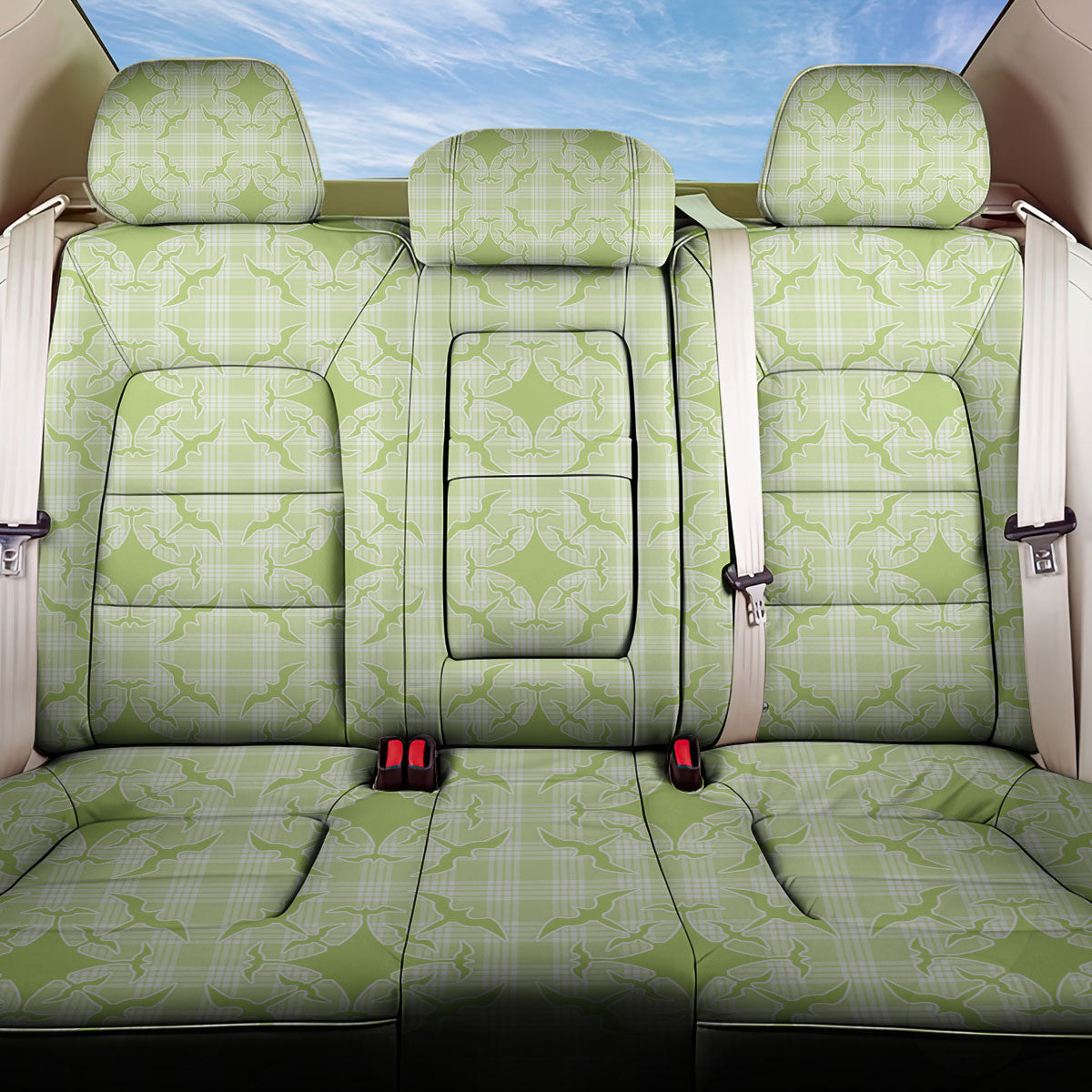 Omaomao Hawaii Iwa Bird Palaka Motifs Back Car Seat Cover LT14 One Size Green - Polynesian Pride
