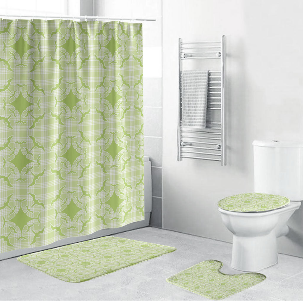 Omaomao Hawaii Iwa Bird Palaka Motifs Bathroom Set LT14 Bathroom Set (4 pcs) Green - Polynesian Pride