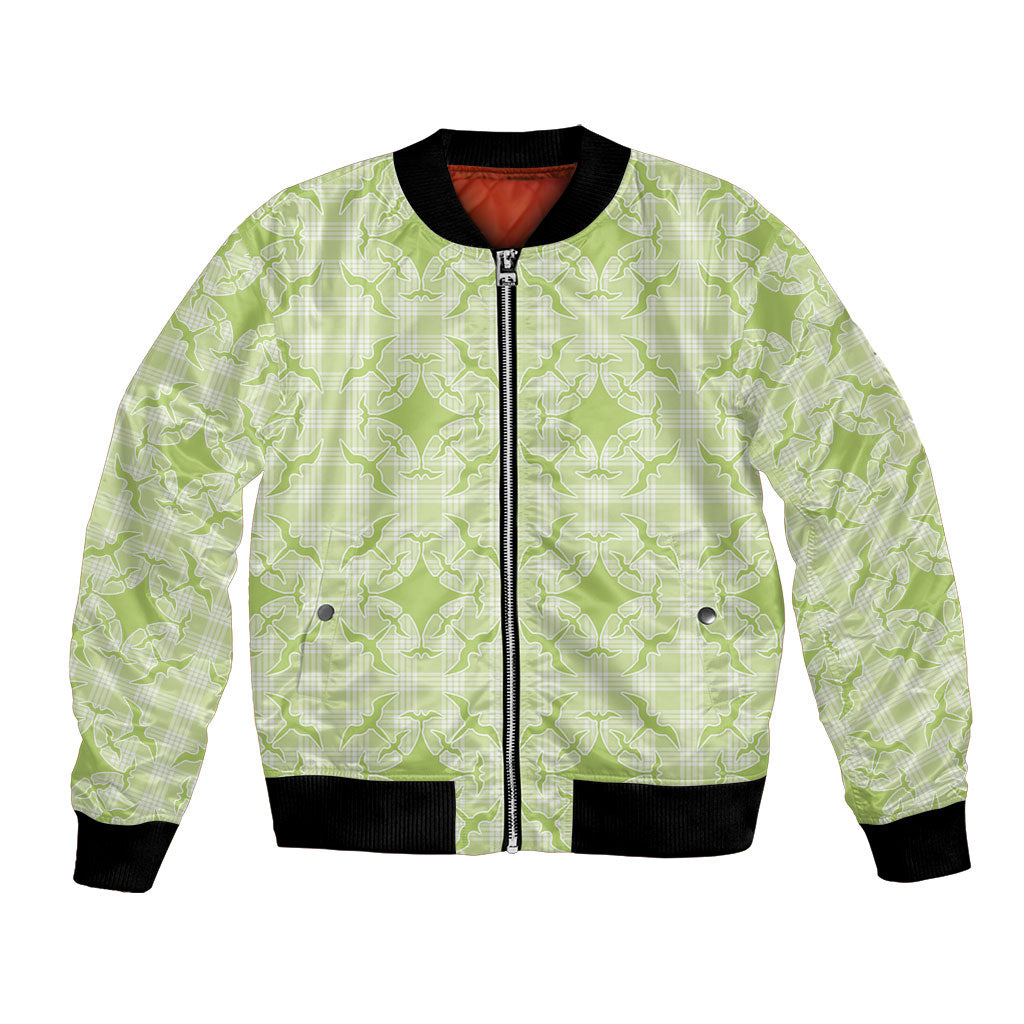 Omaomao Hawaii Iwa Bird Palaka Motifs Bomber Jacket LT14 Unisex Green - Polynesian Pride